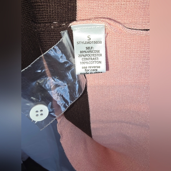 Active USA Striped Knit Polo Midi Dress - Pink & Brown Preppy Collared Sheath - Picture 13 of 14